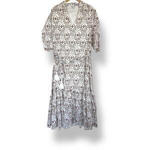 Millie Resort & Travel Geometric Print Maxi Dress Boho Tassel V-Neck  XXS